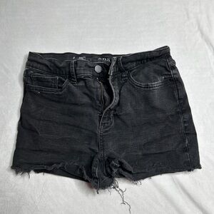 a.n.a Dark Jean Shorts with Frayed Hem